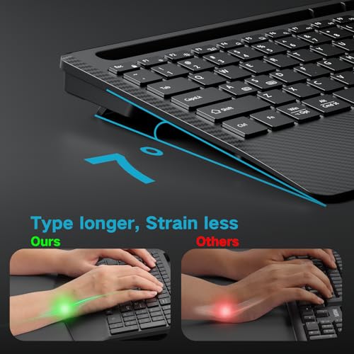 2.4G&Bluetooth Wireless Keyboard - Light Up Keyboards With Wrist Rest - 8 Backlit Effects - Slim Rechargeable Silent With Holder For Windows, Mac, Black