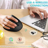 Ergonomic Mouse, Vertical Wireless Mouse - Rechargeable 2.4G Optical Vertical Mice : 3 Adjustable Dpi 800/1200/1600 Levels 6 Buttons, For Laptop, Mac, Pc, Computer, Desktop, Notebook Etc, Black