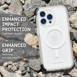 Voyager Series - Iphone 15 Pro Case 6.1" [Compatible With Magsafe] [Anti-Yellow] Magnetic Charging Phone Case With Belt Clip Holster Kickstand [18Ft Military Grade Drop Protection] - Clear