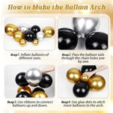 128pcs 2026 New Year Decorations Black Gold Silver Balloons Fringe Backdrop