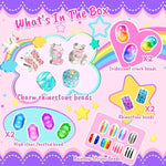 130 Pcs Charm Bracelet Making Kit, Jewelry Toy For Girl Age 8-12 Beads Craft Set For 5 6 7 8 9 10 11 12 Year Old Teenage Birthday Gift