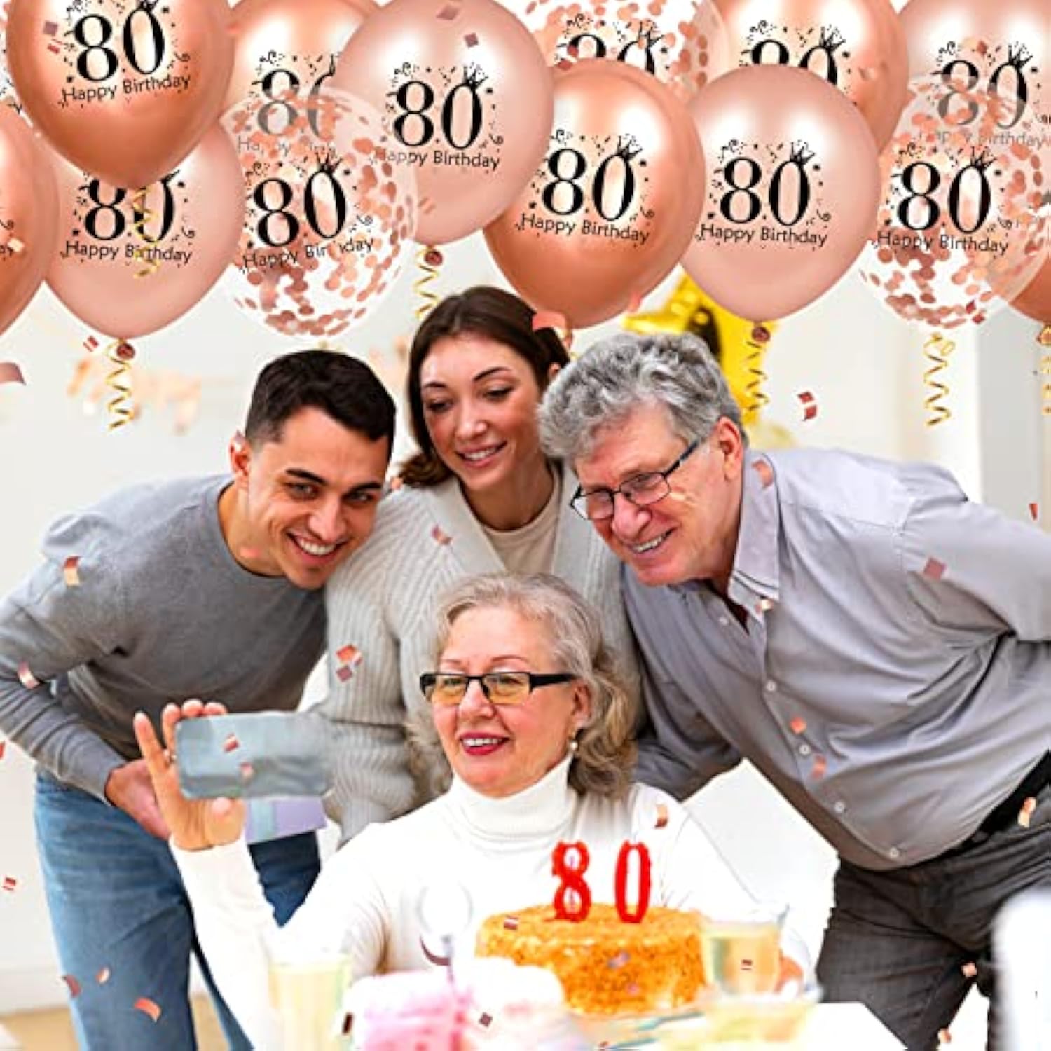 80Th Birthday Balloons 18 Pcs Rose Gold Happy 80Th Birthday Latex Balloons Confetti Balloons Rose Gold 80Th Birthday Party Decorations For Women Men 80Th Birthday Anniversary Decor Supplies 12 Inch