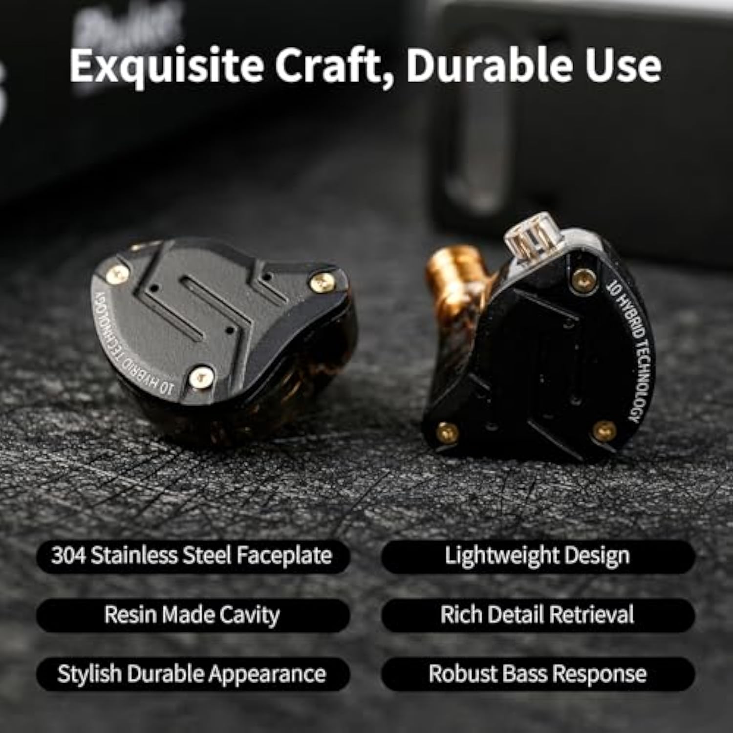 Kz Zs10 Pro In Ear Monitor, Iem Earbuds Headphone, Gaming Earbuds With 4Ba And 1Dd Drivers, Kz Hifi Iem Earphone Upgraded Zs10 With Detachable 0.75Mm 2 Pin 6N Ofc Cable (Black No Mic)