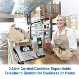 At&T Tl86103 2-Line Corded/Cordless For Small Business With Answering Machine, 2-Mailboxes, Connect-To-Cell, Caller Id Announcer, Intercom, Long Range & Expandable To 12 Handsets, Silver/Black