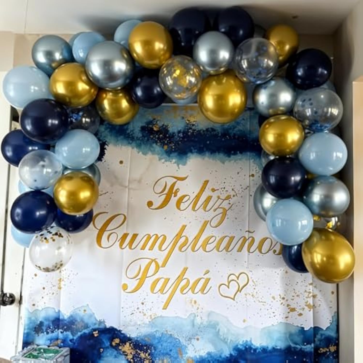 Blue & Gold Balloon Garland Arch Kit for Birthdays, Weddings & Showers