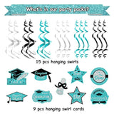 Teal Turquoise Graduation Party Decorations 2026/Turquoise Teal Black Graduation Decorations 2026 Teal Silver Black Hanging Swirls 15Pcs Class Of 2026