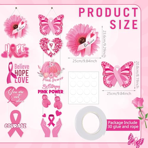 2 Sets Breast Cancer Awareness Porch Sign Welcome Banner Decor