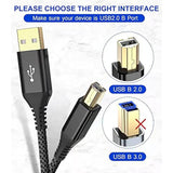 Printer Cable 10Ft, Usb-A To Usb-B Cable, High Speed Nylon Braided Scanner Printer Cord For Hp Canon Dell Epson Brother Lexmark Xerox Samsung Piano Dac & More-Black
