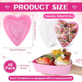 12 Pcs Plastic Food Storage With Lids 16.9 Oz Heart Shaped Containers Heart Shaped Seasoning Containers Reusable Dessert Box For Mother Valentine Wedding Birthday Fruit