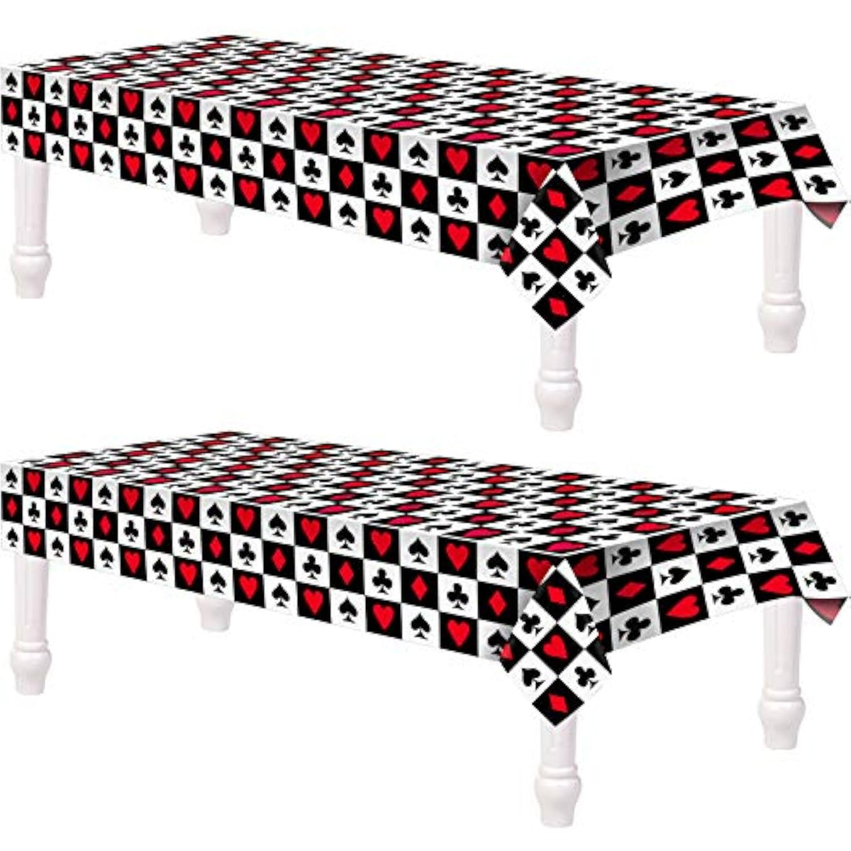 2 Pieces Poker Tablecloth Casino Theme Party Decorations Las Vegas Table Cover Casino Table Runner For Playing Card Birthday Party Favors Supplies, 54 X 108 Inch
