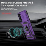 Samsung Galaxy S22 Plus Case with Camera Lens Cover, HD Screen Protector, 10 FT Military Grade Drop Protection, Magnetic Ring Holder Kickstand Protective Phone Case, Deep Purple