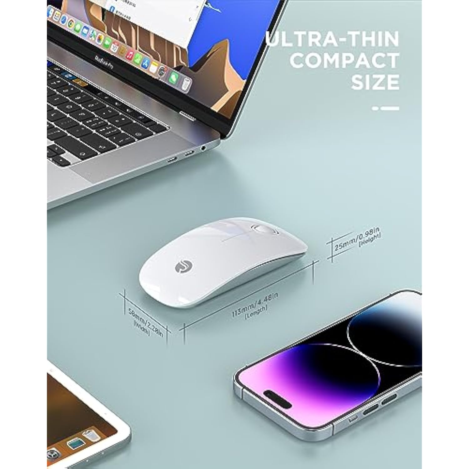 Bluetooth Wireless Mouse - (Bt5.1+Usb) Slim Dual Mode Computer Mice With Quiet