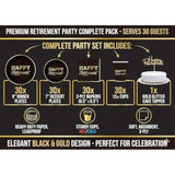 Gender Reveal Party Supplies Set – Plates, Cups, Napkins, Cake Topper – Disposable Baby Shower Plates And Napkins For Boy Or Girl Gender Reveal Decorations, Black And Gold