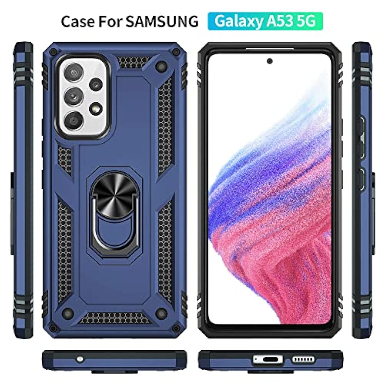 Samsung Galaxy A53 5G Rugged Case with HD Screen Protector Blue