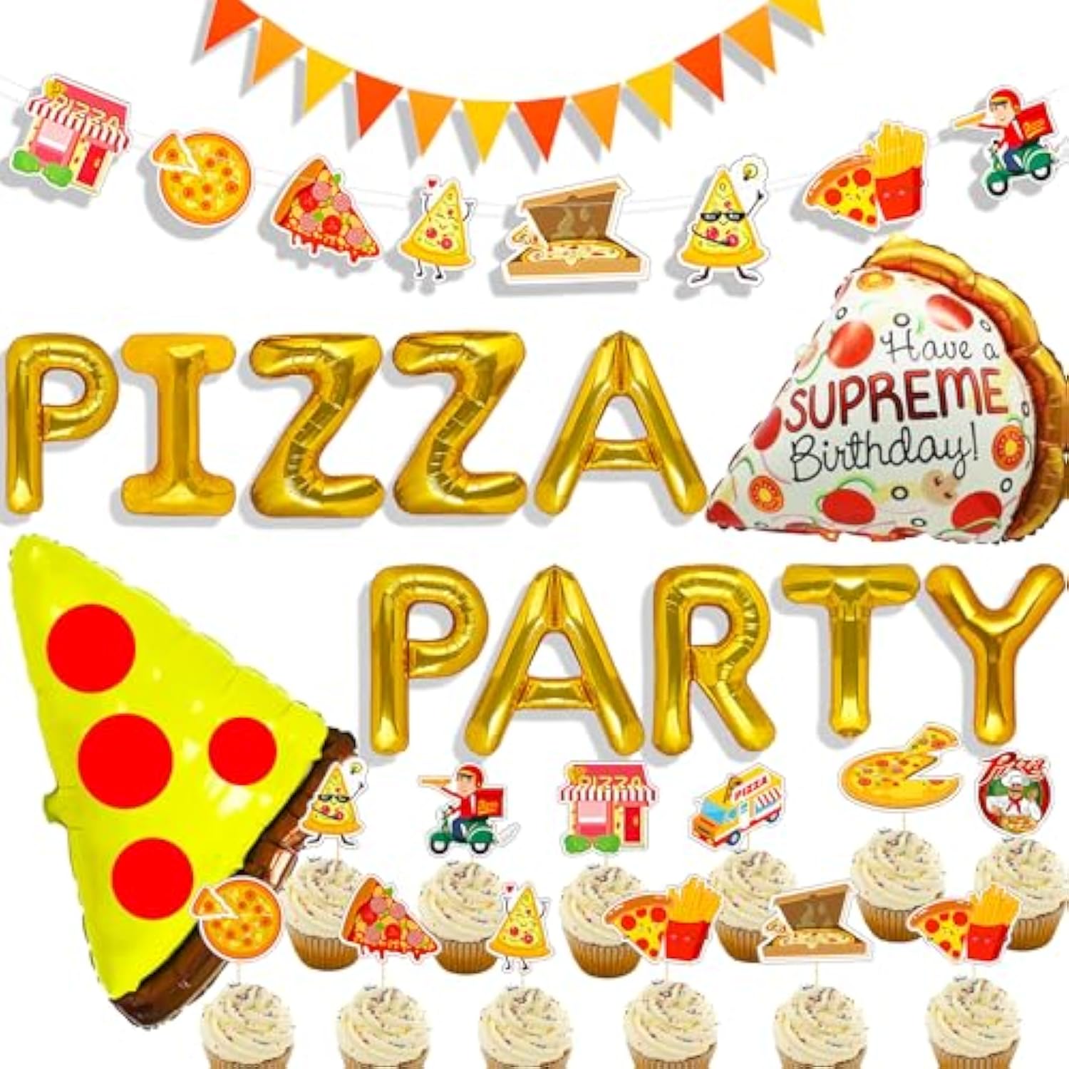 17 Pcs Pizza Party Decoration Pizza Party Favors Pizza Party Supplies Pizza Party Birthday Decoration Pizza Balloon Slice Pizza Kids Party Balloons
