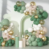 Sage Green Balloons Arch Garland Kit, Different Sizes 18 12 10 5 Inch Sage Green Gold Sand White Olive Latex Metallic Confetti Balloon For Baby Shower Safari Birthday Party Decorations