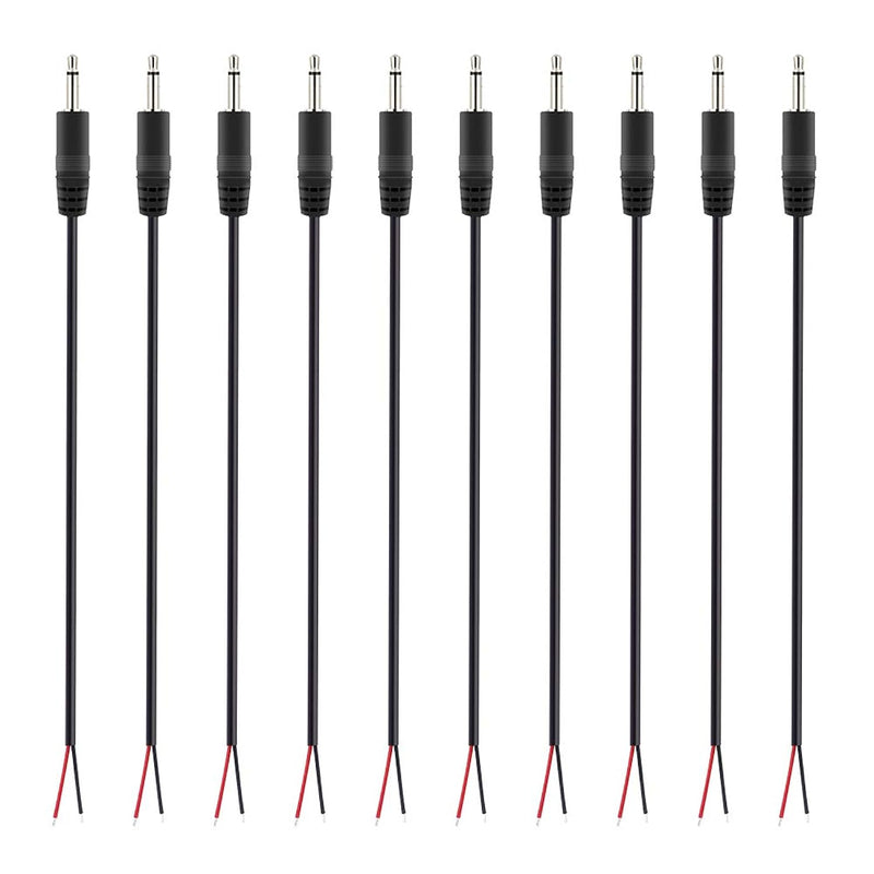 10-Pack 3.5Mm 1/8" To Speaker Wire Ts Mono Male Plug To Bare Wire Pigtail 3.5Mm Jack Connector Adapter Repair Audio Cable For Speaker, Trigger Cable