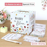 Baby In Bloom Baby Shower Decorations Diaper Raffle Box With 50 Tickets, Girls Wildflower Diaper Raffle Card Box Games Kit