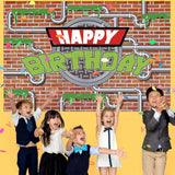 Turtle Banner, 70.8x43.3 Inch Ninja Themed Happy Birthday Background for Kids Party