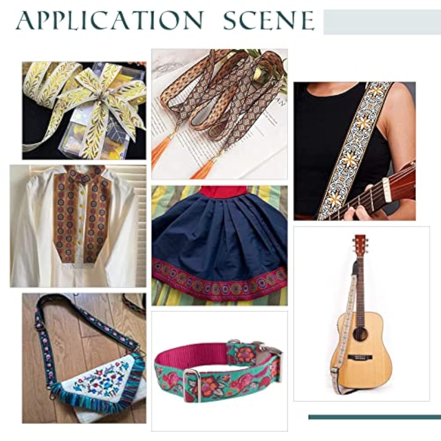 7 Yard 1.2Inch Vintage Jacquard Ribbon Emobridered Woven Ribbon Fabric