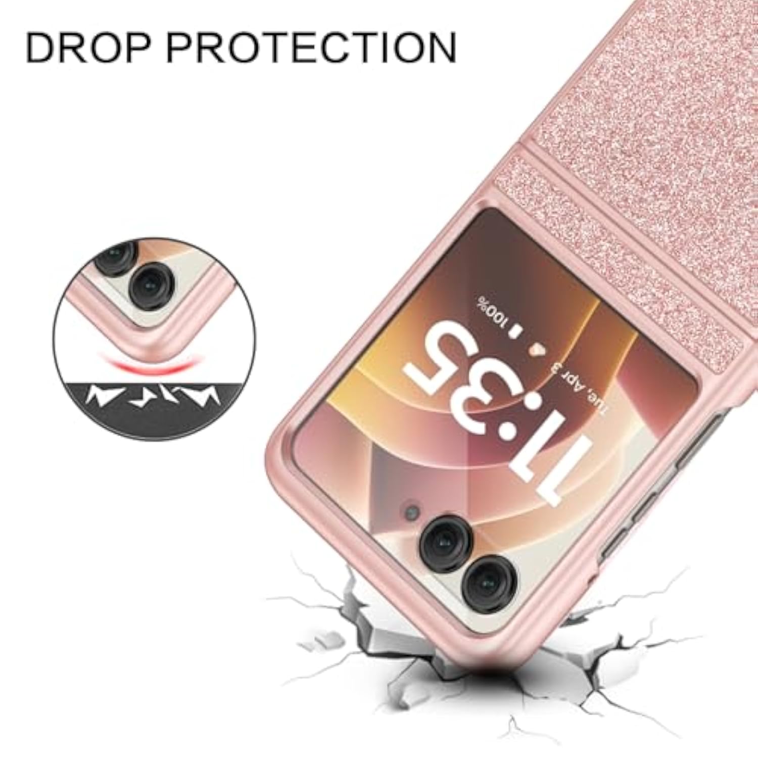 Motorola Razr 2024 Glitter Protective Case Rose Gold