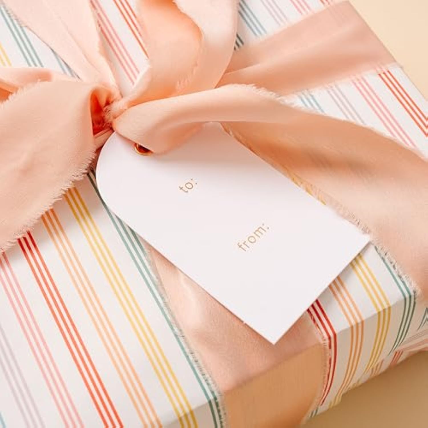 Letterpress Gift Tags, Gold Foil, To And From, Set Of 25 Paper Tags With Satin Ribbon