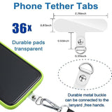 36 Pcs Phone Tether Tab Phone Lanyard Patch Universal Phone Strap Holder Lanyard Replacement Part For Cell Phone Strap Phones Case Safety Lanyard For Smartphones, Without Adhesive (Transparent)