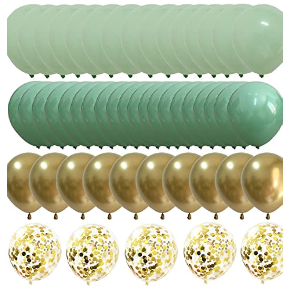 Matte Sage Green Gold Balloons – Light Mint Olive Green Balloons For Wedding Neutral Baby Shower Birthday Party Supplies 60 Packs (Sage Green + Gold)