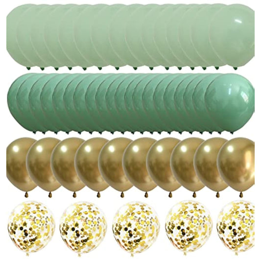 Matte Sage Green Gold Balloons – Light Mint Olive Green Balloons For Wedding Neutral Baby Shower Birthday Party Supplies 60 Packs (Sage Green + Gold)