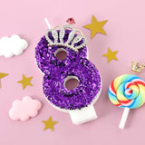 Purple Birthday Candle Crown Number 8 Candles Cake Candle,Purple Birthday Cake Topper Cupcake Decorations Party Decor For Girls And Women Anniversary Celebrations Supplies Favors