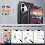 Compatible With Iphone 16 Case With Screen Protector, Shockproof, Compatible With Magsafe, 3-Layer Drop Protection, Heavy Duty Magnetic Phone Case Cover, 6.1", Black/Black