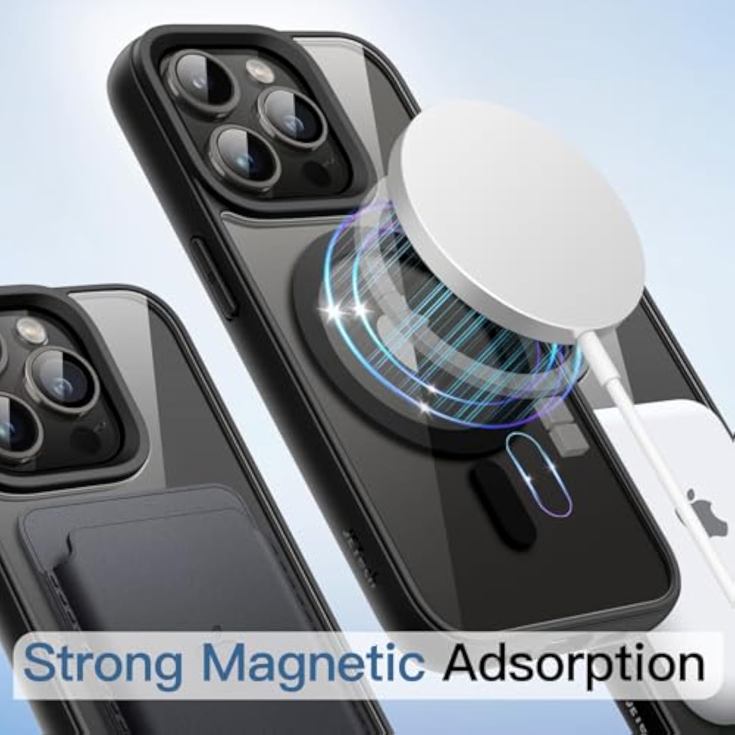 JETech Magnetic Case for iPhone 14 Pro 6.1-Inch Compatible with MagSafe, Shockproof Phone Bumper Cover, Solid Color Matte TPU Frame, Anti-Scratch Clear Back (Space Black)