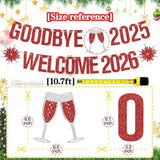 Goodbye 2025 Welcome 2026 Banner Red Glitter New Year Party Decorations