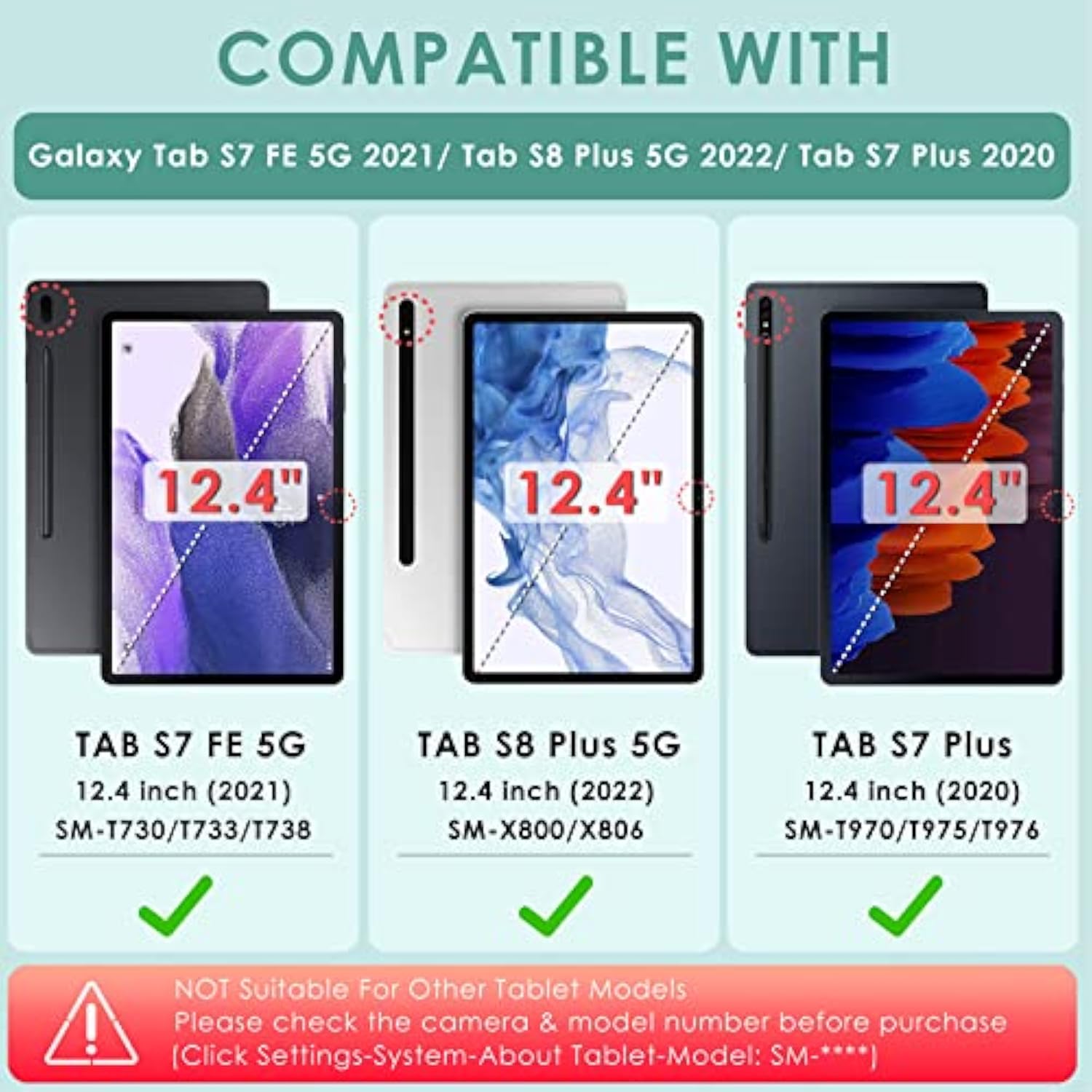 360 Rotating Hybrid Case For Samsung Galaxy Tab S7 Fe 5G/ S8+Plus/ S7 Plus 12.