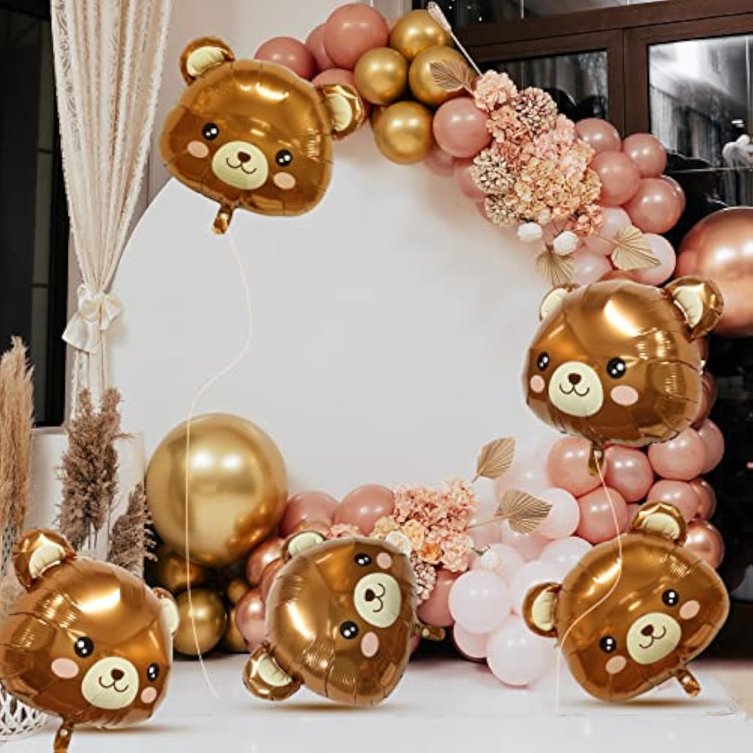 8Pcs Bear Balloon Farm Animal Balloons, Cute Bear Shaped Brown Balloons Foil Balloons For Baby Shower Decorations Animal Birthday Party Jungle Theme Party Decoration, Birthday Party Decor Supplies