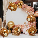 8Pcs Bear Balloon Farm Animal Balloons, Cute Bear Shaped Brown Balloons Foil Balloons For Baby Shower Decorations Animal Birthday Party Jungle Theme Party Decoration, Birthday Party Decor Supplies