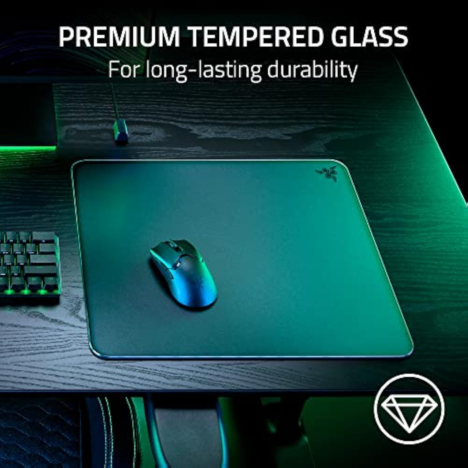 Razer Atlas Tempered Glass Gaming Mouse Mat: Ultra-Smooth Micro-Etched Surface