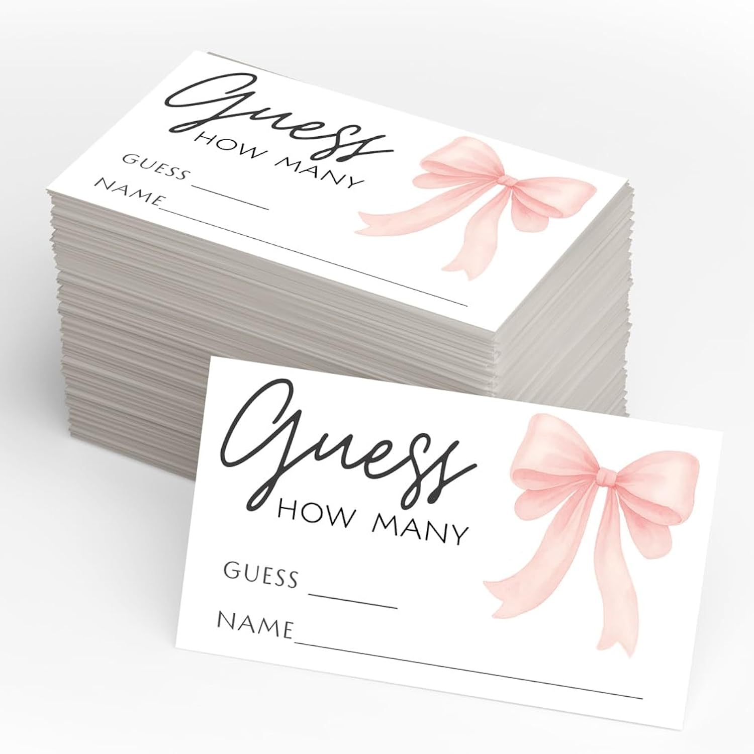 Candy Jar Guessing Game, Pink Bow Design, Includes Matching Table Display Sign, Guess How Many, Set Of 30
