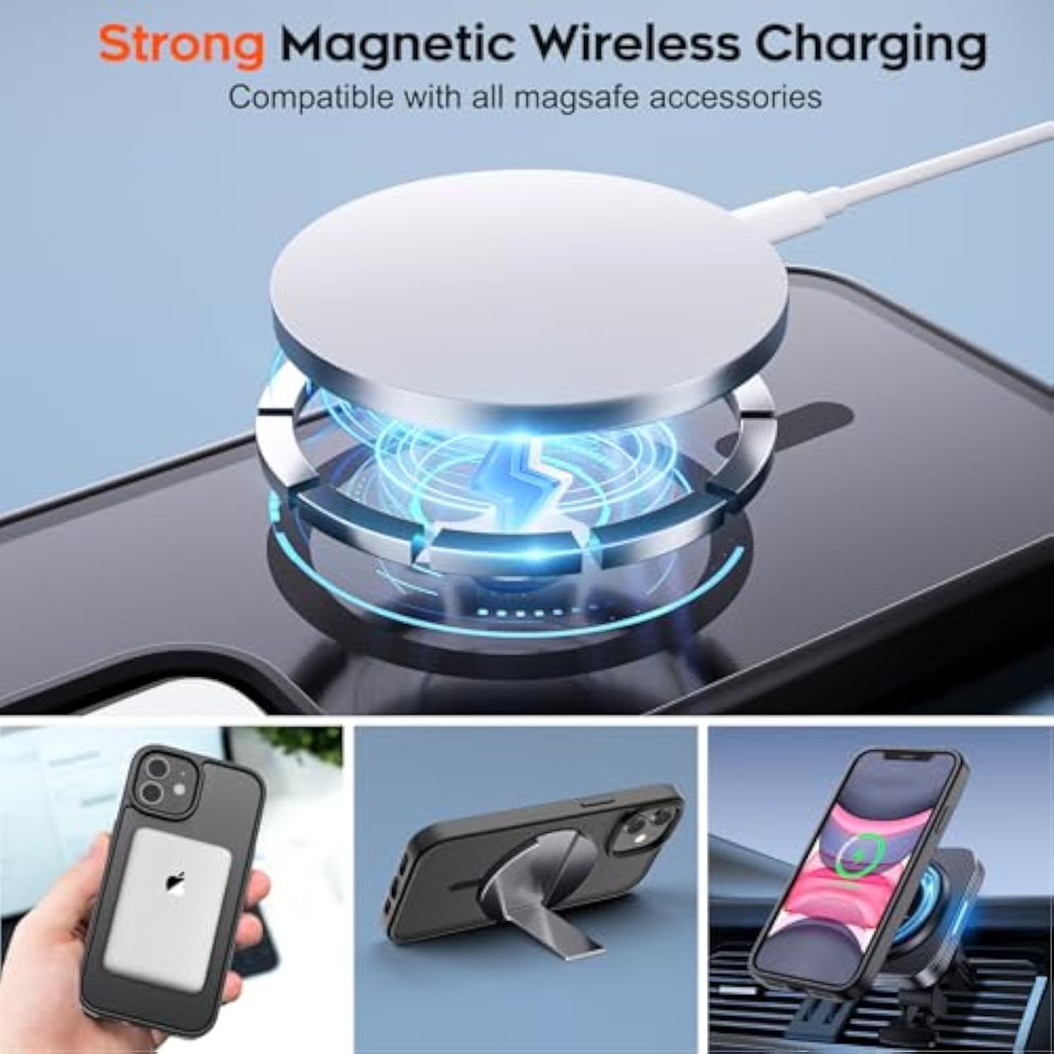 Magnetic For Iphone 11 Phone Case, [Compatible With Magsafe] [Military Grade Drop Protection] Translucent Matte Shockproof Anti-Scratch Phone Case, Black