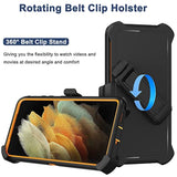 For Samsung Galaxy S21 Ultra Case With Belt Clip Holster, 2X Screen Protector, Heavy Duty Full Body Shockproof Drop-Proof Rugged Protective Cover For Samsung Galaxy S21 Ultra 5G 6.8 Inch Orange