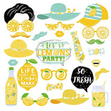 25 Pcs Lemon Theme Photo Booth Props, Lemon Theme Birthday Baby Shower Party Decorations, Summer Citrus Lemonade Party Supplies