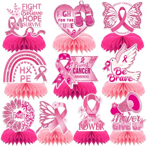 10Pcs Breast Cancer Awareness Honeycomb Centerpieces for Table