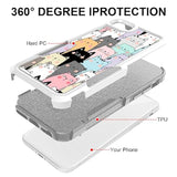 Cute Funny Cats Pattern Hybrid Dual Layer Defender Case for iPhone SE 2022, iPhone 7, iPhone 8, and iPhone SE 2020