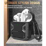 Compatible With Airpods Case, Full-Body Rugged Hard Shell Protective Case Cover With Keychain Designed For Airpods 1St & 2Nd, Black
