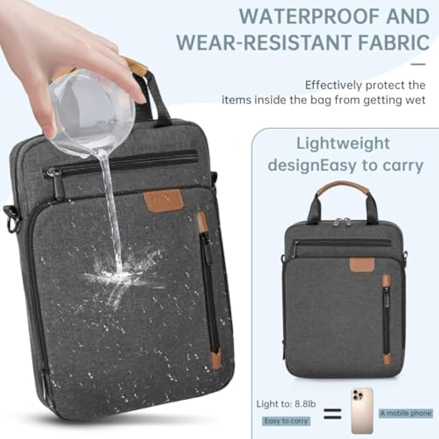 12.9 Inch Tablet Sleeve Bag, Padded Protective Carrying Case For Ipad Pro M4 & Air M2 2024, Samsung Galaxy Tab S9 Fe+/S9+/S8+/S7 Fe/S7+ 12.4" 2022/2023, Surface Laptop Go 12.4", Grey