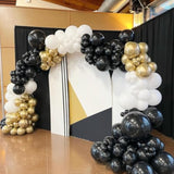 Black And Gold Balloon Arch Kit, 140Pcs Black White Metallic Gold Confetti Latex Balloons 18 12 10 5 Inch Different Size Balloons For Birthday Anniversary Graduation Wedding Party Decorations