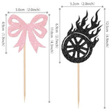 24 Pcs Burnouts Or Bows Cupcake Toppers Glitter Gender Reveal Birthday Decorations Boy Or Girl Cupcake Picks For Gender Reveal Theme Baby Shower Boys Girls Birthday Party Cake Decorations Supplies