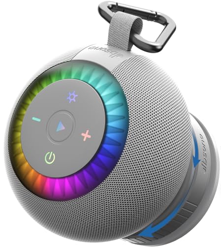 Bluetooth Shower Speaker Waterproof IPX7: Removable Vacuum-Lock Suction Cup, 360° Surround Sound, RGB Lights, Portable Wireless Speaker for Beach,