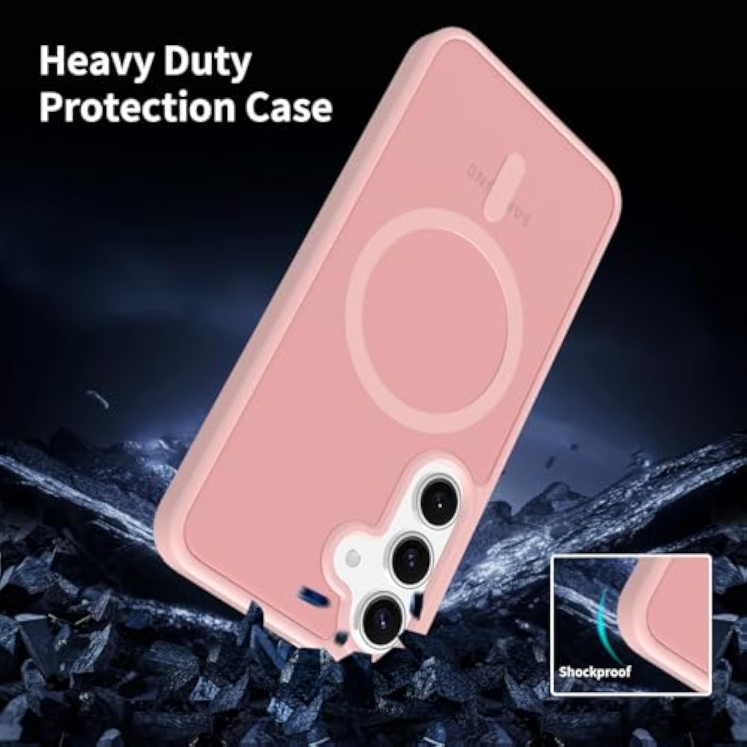 Samsung Galaxy S24 Case Magnetic, Compatible with Magsafe 6.2 Inches Slim Fit Heavy Duty Protection Wireless Charging Lightweight Shockproof Anti-Slip Protective Phone Cover, Pink