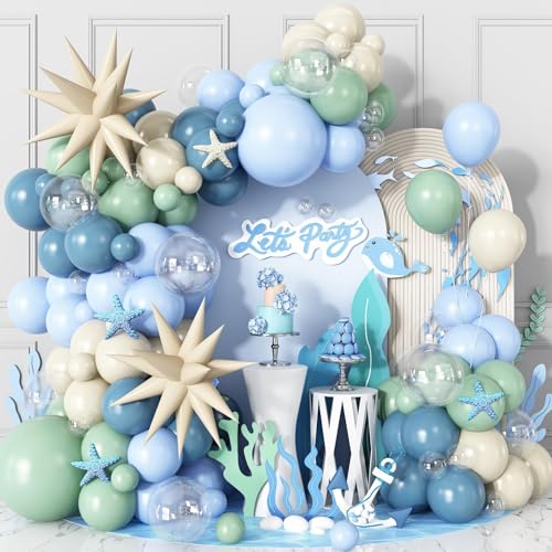 Under the Sea Balloon Arch Garland Kit with Cream Star Foil Balloon